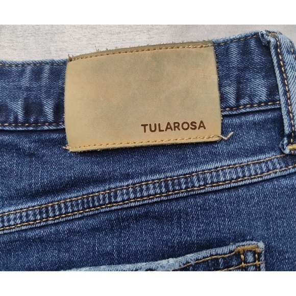 TULAROSA AUBREY Women Size 27 St. Kitts Blue Denim 14"  Fringe Mini Skirt - Picture 11 of 12